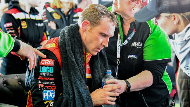 David Reynolds succumbed to cramps and exhaustion in last year’s Bathurst. Picture: AAP