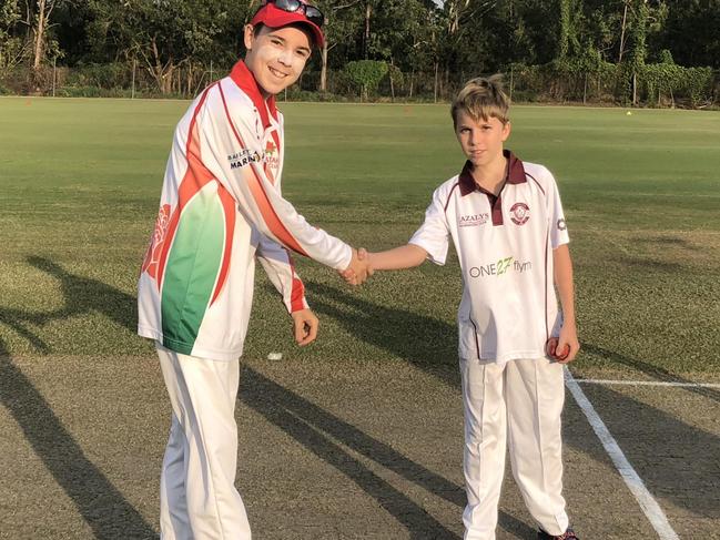 Waratah's Clancy McCormick shakes hands with Palmerston's Jayden Chatto. Picture: File.