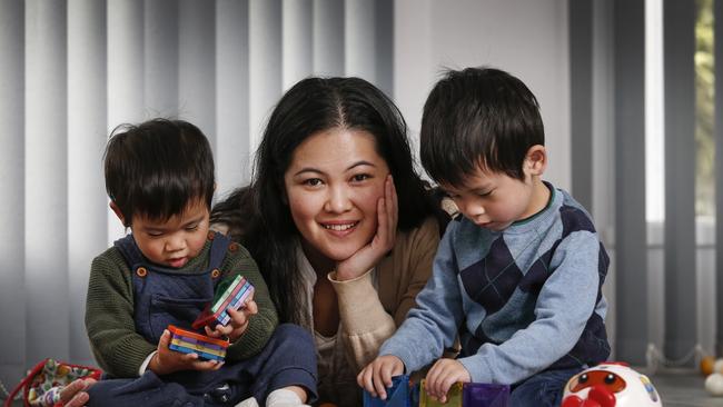 Now, with her sons Isaac, 3, and Tobias, 1, by her side, Diane is glad she did some of the add-on treatments. Picture: David Caird