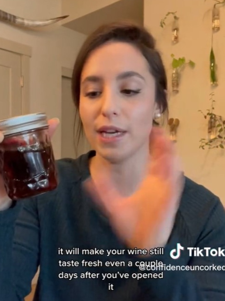 She said the container keeps it fresh for a handful of days. Picture: TikTok/@confidenceuncorked