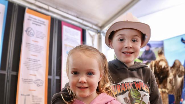Agfest 2024: Elodie Ford (3) and Patrick Ford (3), of Devonport. Picture: Stephanie Dalton