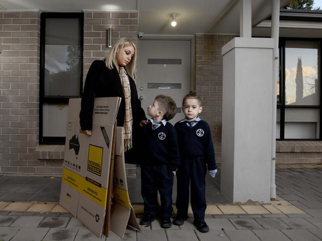 Amy Savage with her sons Cruz and Cash. Picture: Naomi Jellicoe