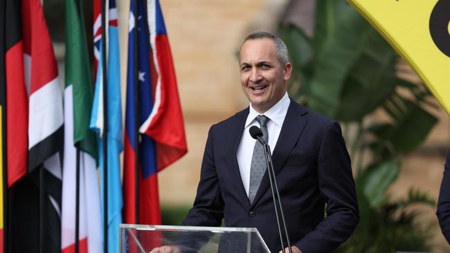 Abdo speaking at the NRL Multicultural Round Launch in the Parramatta CBD. Photo: Tim Hunter.