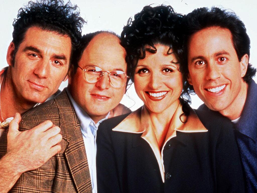 Actors (L-R) Michael Richards, Jason Alexander, Julia Louis-Dreyfus and Jerry Seinfeld from the TV show 'Seinfeld'.