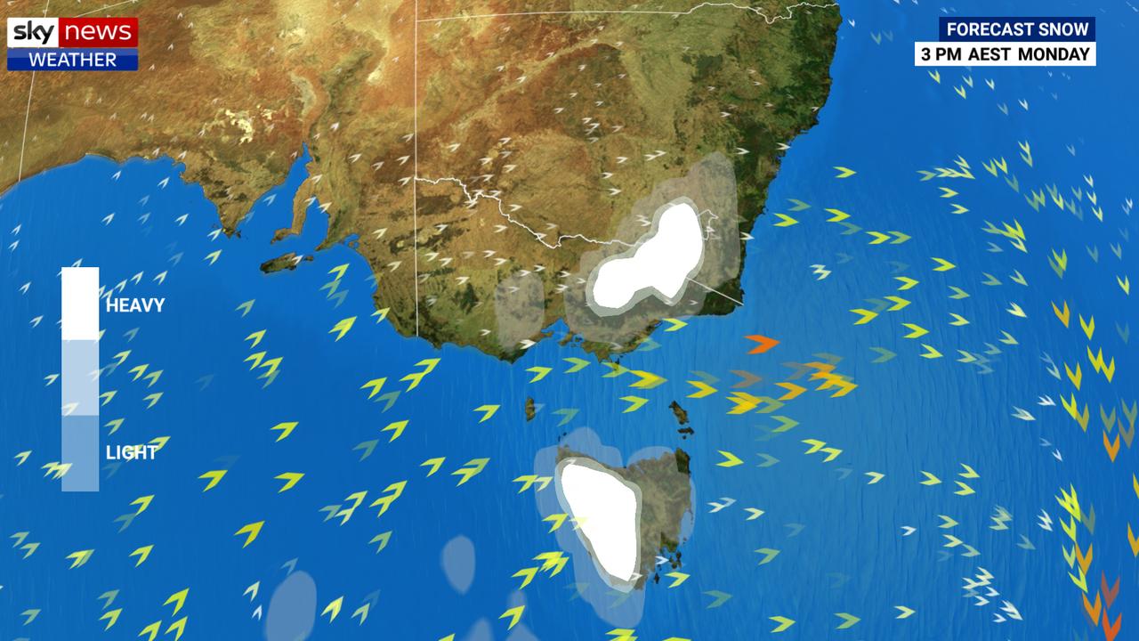 The end of the weekend could see fresh dumpings of snow in the peaks which are already full of the white stuff. Picture: Sky News Weather.