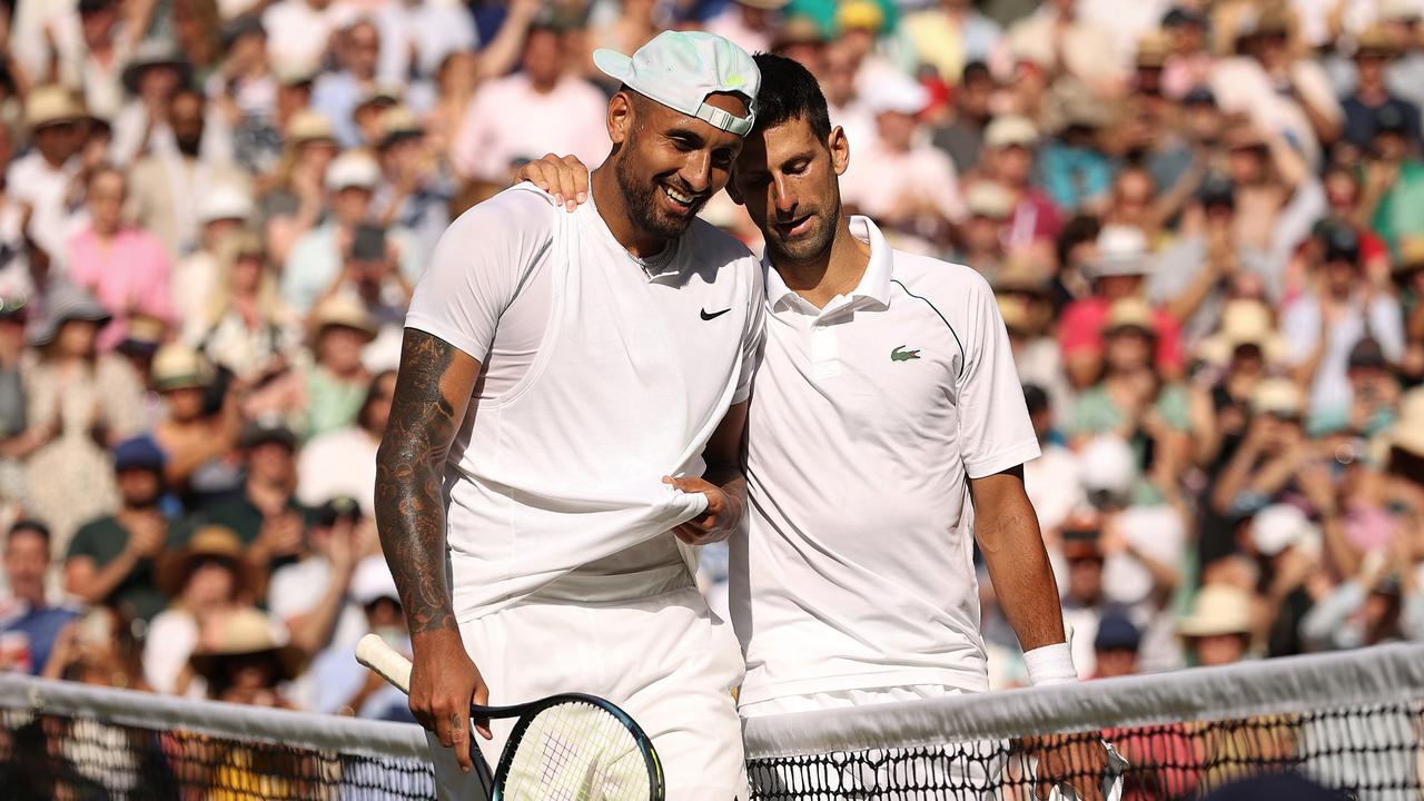 Djokovic was full of praise for Kyrgios after their clash. (Photo by Ryan Pierse/Getty Images)