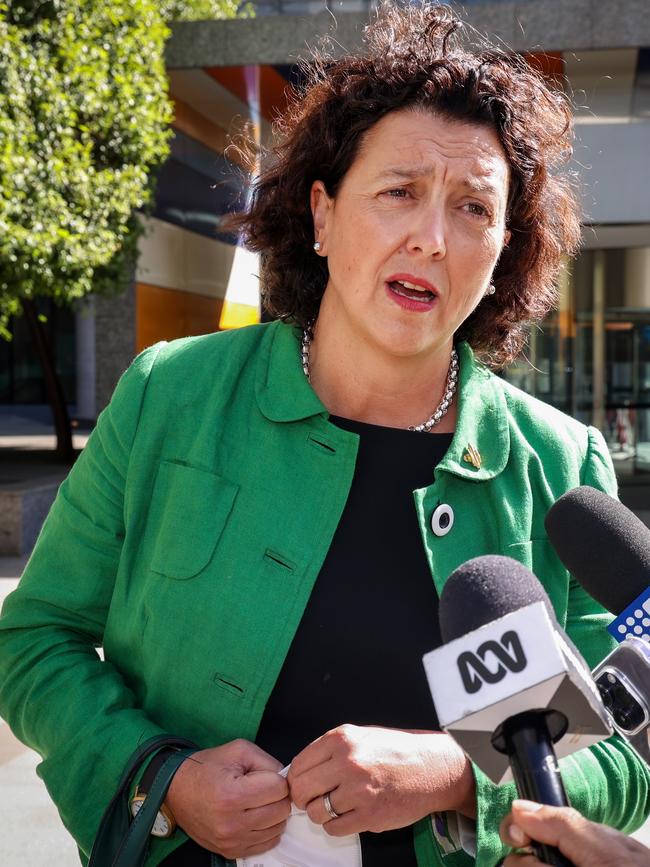 MP Monique Ryan leaves court at the end of the day into the continuing case of unfair work hours brought on by former staffer Sally Rugg. Picture: NCA NewsWire / Ian Currie