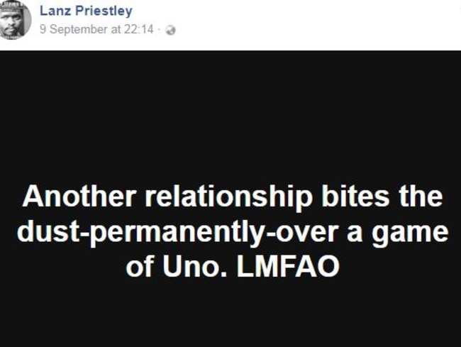 Priestley posted on Facebook about the Uno row.
