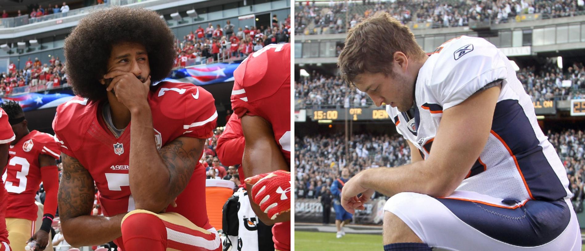NFL Tim Tebow, Colin Kaepernick, hypocrisy, social media reaction, Jacksonville Jaguars, kneeling protest