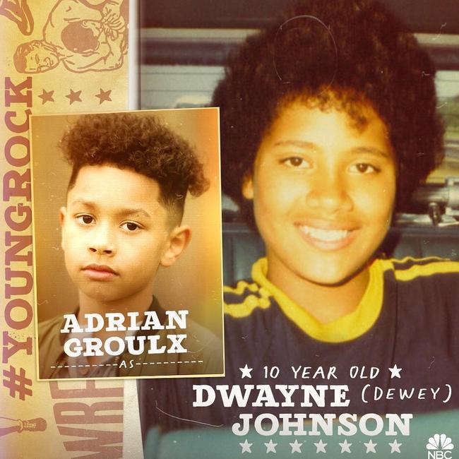 Adrian Groulx will play 10-year-old Dwayne Johnson in Young Rock. Picture: Instagram/ @therock