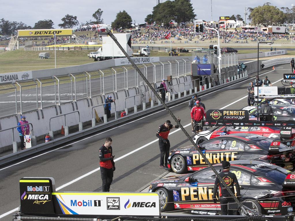 Pit lane before practice 3 at Symmons Plains. PICTURE CHRIS KIDD