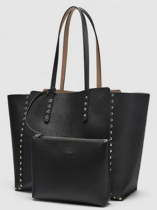 Zara black studded tote bag new arrivals