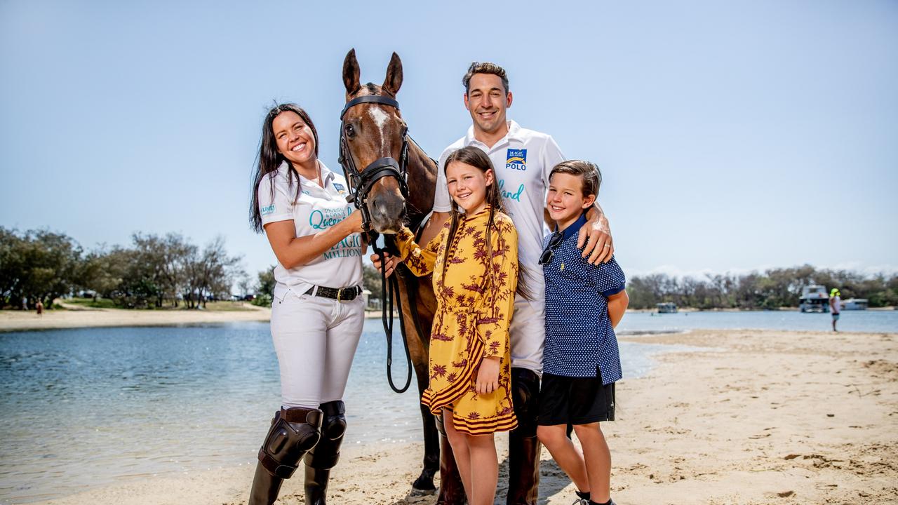 Billy Slater – pictured with wife Nicole and kids Tyla, 11, and Jack, 9 – says his family have enjoyed his cooking during lockdown. Picture: Luke Marsden.