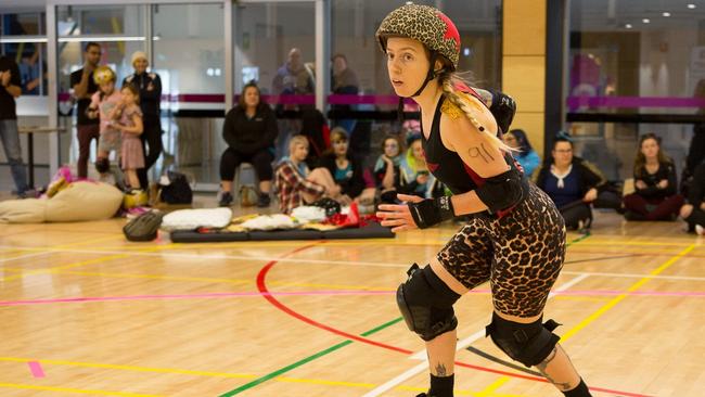 Roller Derby Star Ankle Grinder in action. Picture: Supplied