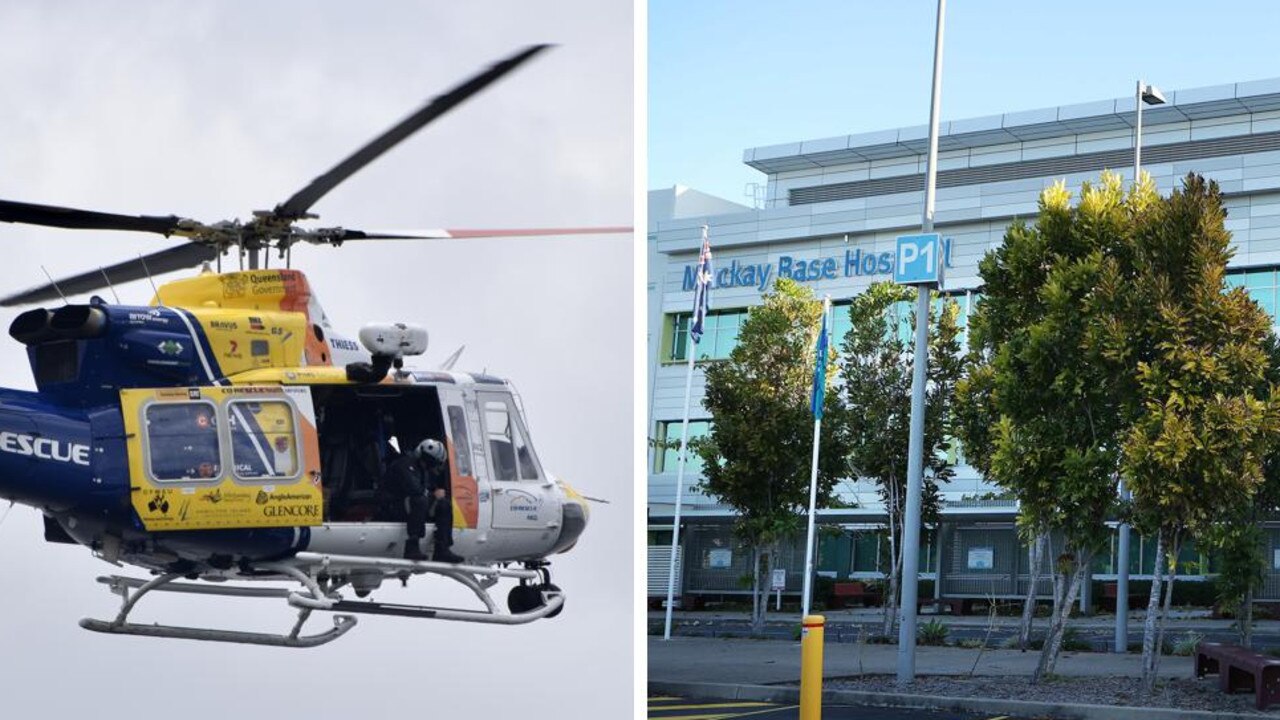 The Mackay region rescue chopper flow a man to Mackay Base Hospital after a suspected GHB overdose.