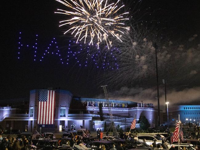 Harris spelled out in the sky. Picture: Bloomberg via Getty Images