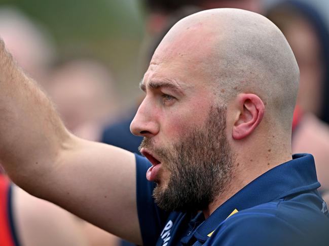 CoburgÃs coach Andrew Sturgess during the VFL football match between Coburg and Port Melbourne in Coburg, Saturday, April 2, 2022. Picture: Andy Brownbill