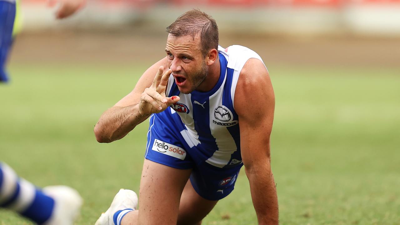 Josh Walker was left bloodied after a knock to the face. Picture: Getty Images