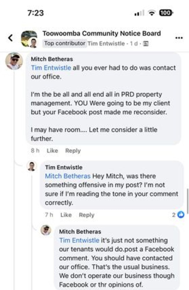 A post made to Toowoomba Community Notice Board has been the result of a spate of hurtful and disrespectful comments made by a local property manager.