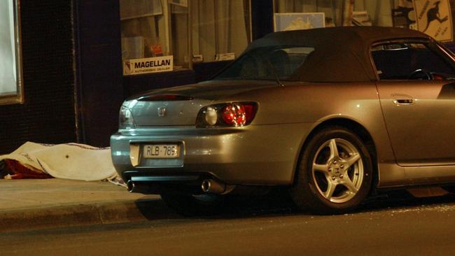 The crime scene after the shooting of Willy Thompson on Waverley Rd, Chadstone.