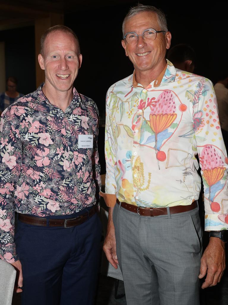 Barwon Water boss Shaun Cumming with Villawood Properties’ Rory Costelloe. Picture: Alan Barber.