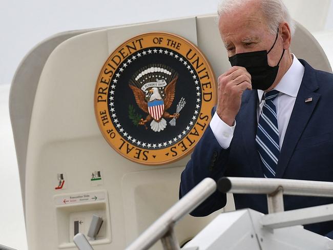 US President Joe Biden may be doing the Covid cover-up, but one thing he is not masking is his desire to weaken Russia. Picture: AFP)