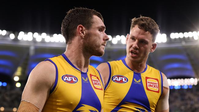 Redden with West Coast champion Luke Shuey. Picture: Paul Kane/Getty Images