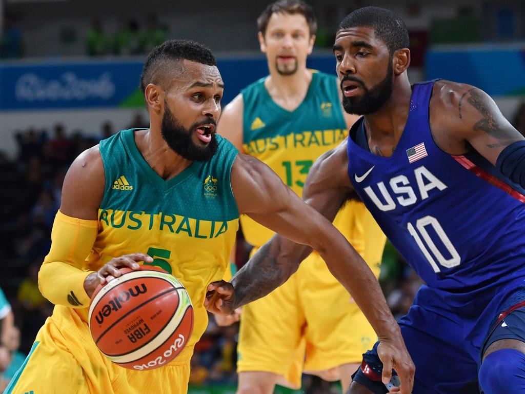 Patty Millsplaying against Kyrie Irving at the 2016 Olympics. Picture: AFP