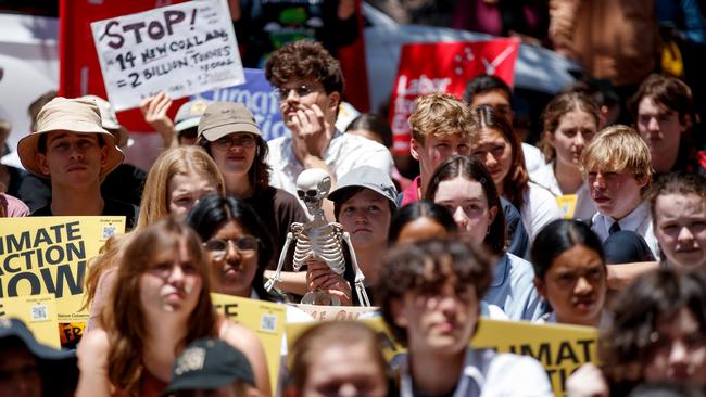 Hundreds of students turned out for Friday’s rally in Sydney, starting in Belmont Park. Picture: NCA NewsWire / Nikki Short