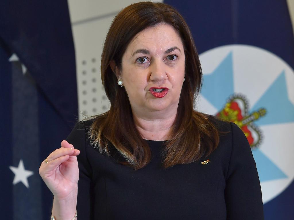 Premier Annastacia Palaszczuk announces the road map on Monday. Picture: John Gass/NCA NewsWire