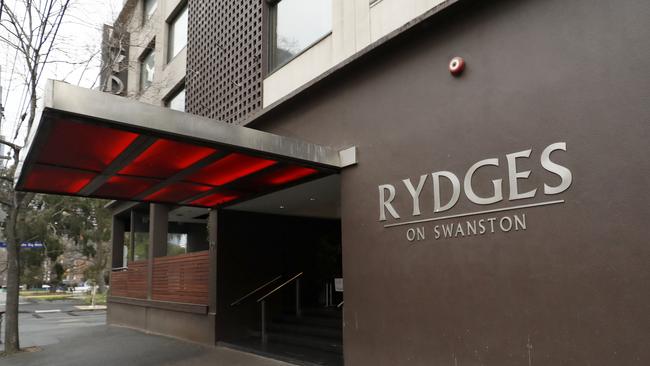 A hotel quarantine guard working at Rydges said he did ‘three or four’ food deliveries after getting a test for coronavirus, which came back positive the next day. Picture: Darrian Traynor/Getty Images