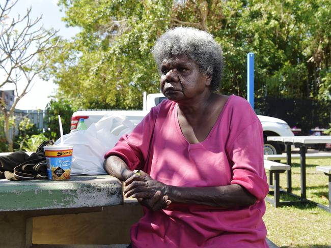 Long grasser Debrah Puruntatamuri attends the soup kitchen at St Vincent in Stuart Park Picture: KERI MEGELUS