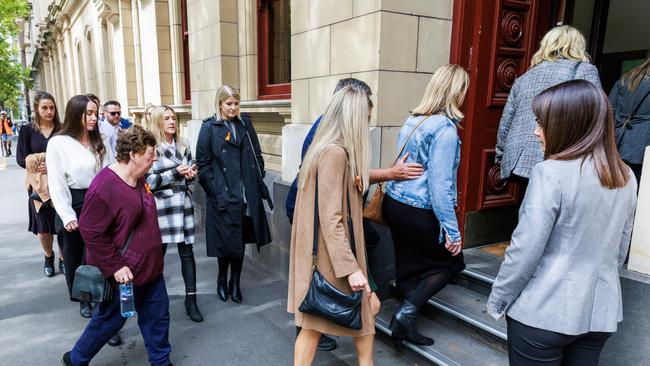 Family and friends of Michelle Darragh arrive for the sentence of Benjamin Coman. Picture: Aaron Francis