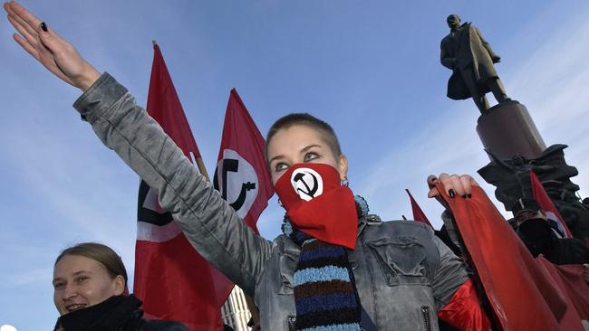 A member of the leftist National Bolshevik party in 2004. Picture: EPA/STRINGER