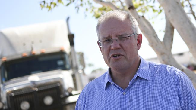 Australian Prime Minister Scott Morrison visited Burke and Wills Campdraft near Cloncurry on Friday. Picture: Lukas Coch/AAP