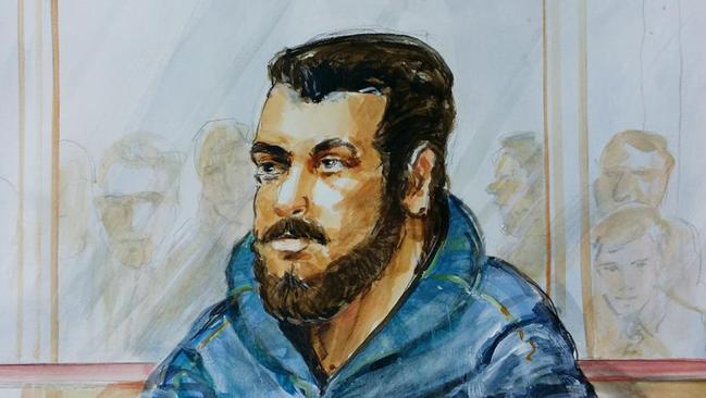 A court sketch of the accused Omarjan Azari.