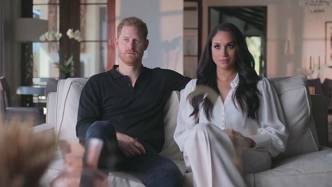 Harry and Meghan in their new Netflix docuseries. Picture: Netflix