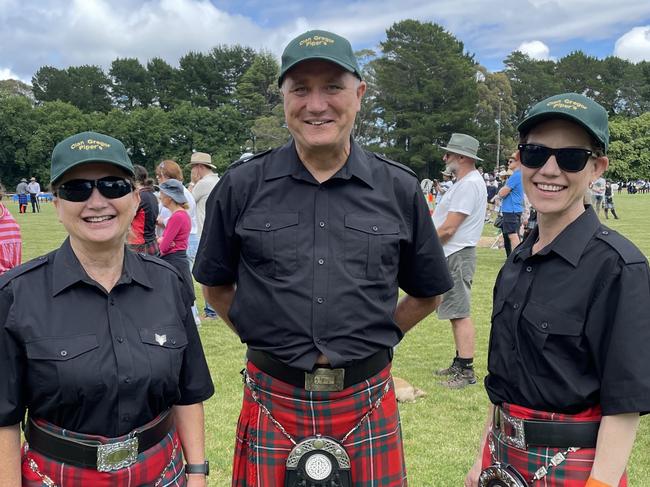 Janelle Clark, David McGregor and Deb Clark from Clan McGregor in Mulgrave. Picture: Athos Sirianos