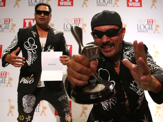 Pauly Fenech celebrates winning Outstanding Light Entertainment Program at the 2014 Logie Awards.