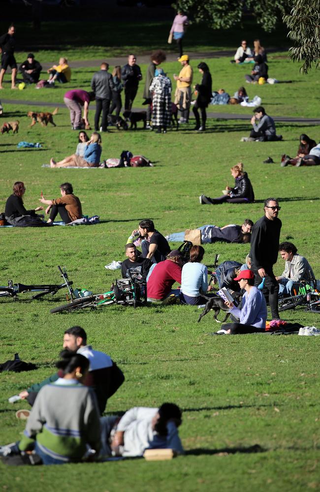 People enjoying the sun at Camperdown Memorial Park. Picture: Nicholas Eagar/NCA NewsWire