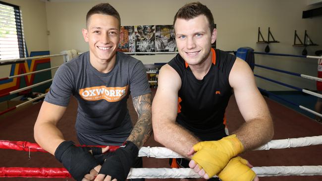 Australian boxer Jeff Horn and wife Joanne arrive to check in for their  flight at Brisbane airport, Wednesday, May 30, 2018. Horn will battle  American boxer Terence Crawford in a world welterweight