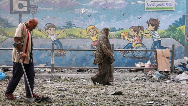 Palestinians evacuate their homes after Israeli strikes on Gaza City. Picture: Mohammed Abed/AFP