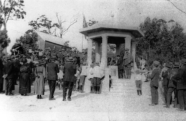 Unveiling of the Erina War Memorial, junction of The Entrance Road and Terrigal Drive, Erina in the 1920s. Picture: Central Coast Council Library/Gostalgia