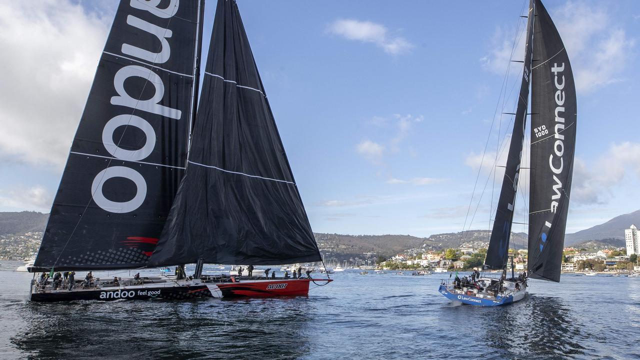 LawConnect winning the 2023 Sydney Hobart yacht race. Picture: Chris Kidd