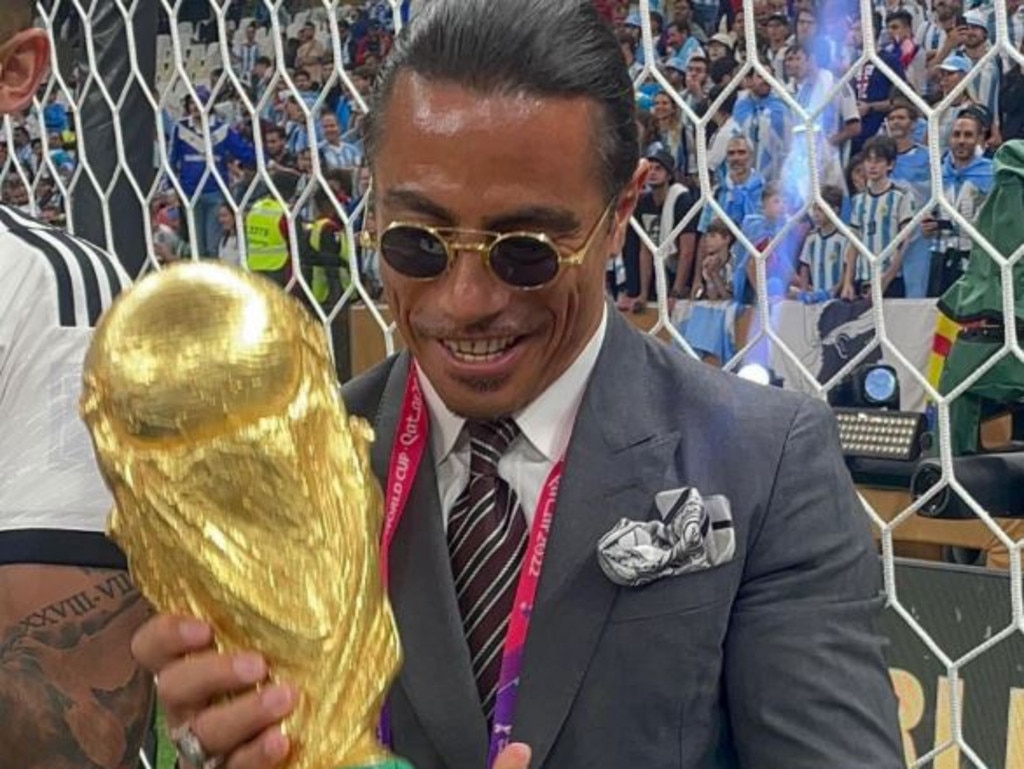 Salt Bae broke FIFA etiquette by handling the World Cup trophy. Credit: Instagram