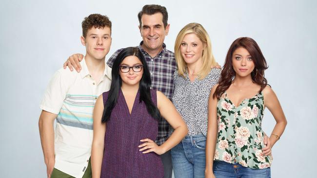Nolan Gould, Ariel Winter, Ty Burrell, Julie Bowen and Sarah Hyland play the Dunphys in Seven's US comedy series, Modern Family. Picture: Supplied/Seven.