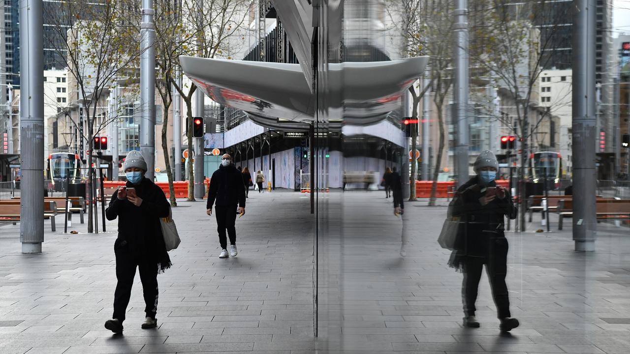 Streets, hospitality and retail areas of the CBD are all but empty. Picture: NCA NewsWire/Joel Carrett