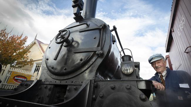 Driver Tony Coen with the Tasmanian Government Railways C Class No. 22 steam locomotive at the Tasmanian Transport Museum, Glenorchy. Picture: Chris Kidd