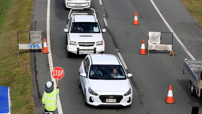 Police continue to enforce the Covid 19 border restriction at Coolangatta. Picture: Adam Head