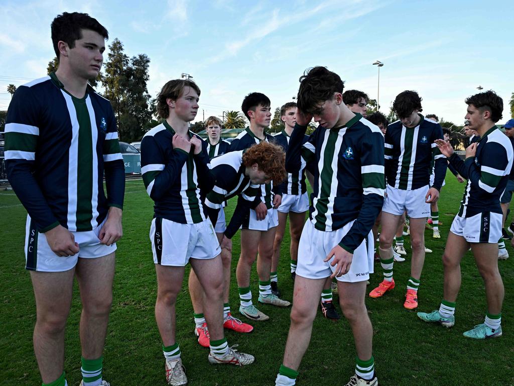 St Patricks College players after losing the ACC Grand Final last year. Picture: Andy Brownbill